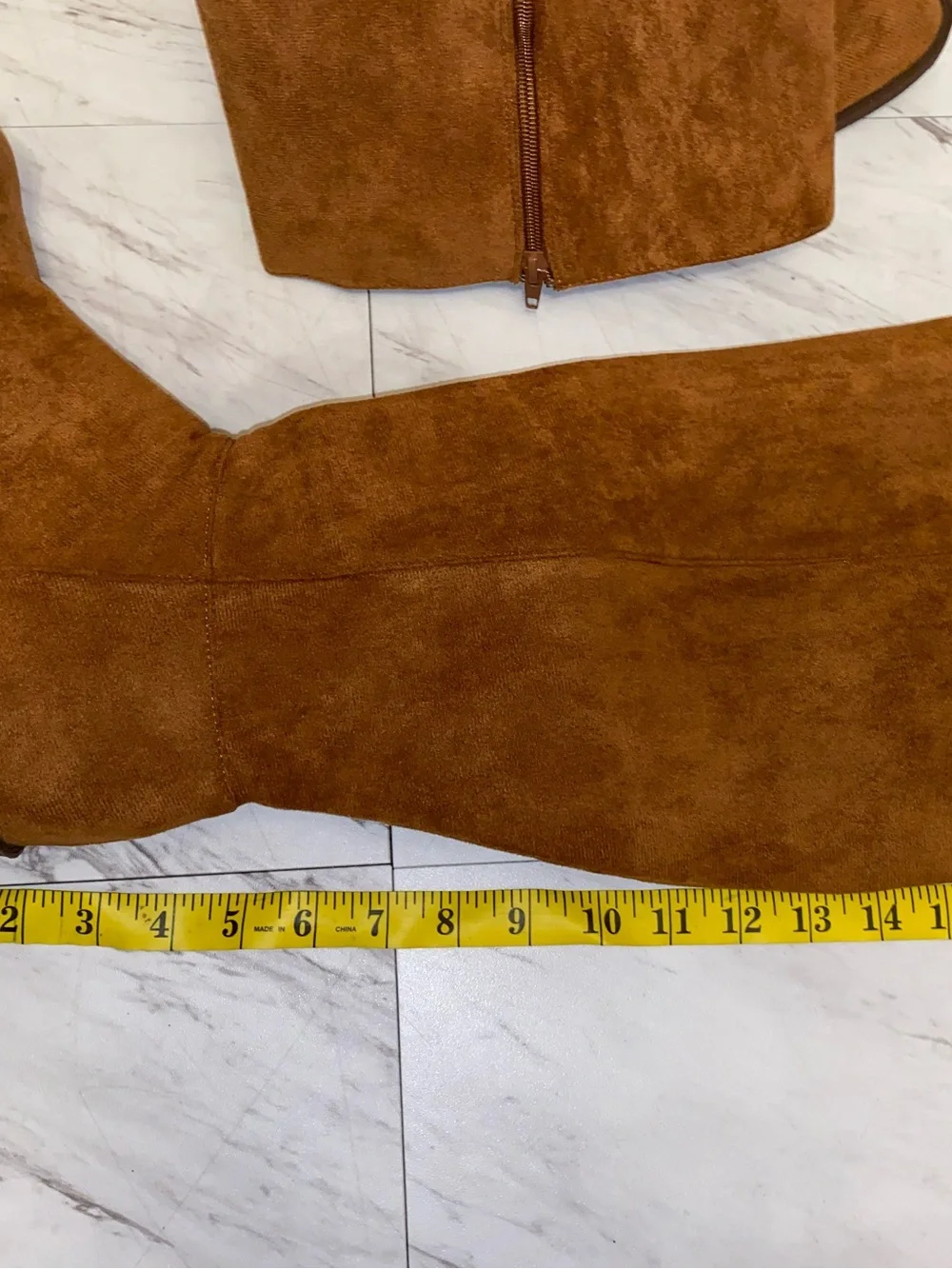 SHEIN Tan Suede Over-the-Knee Low Block Heel Boots